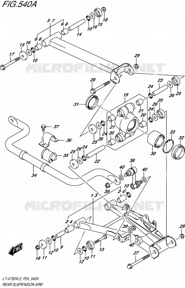 ACHTERWIELOPHANGING ARM Suzuki QUAD 750 KINGQUAD 2015  LT-A750X L5 (P24)