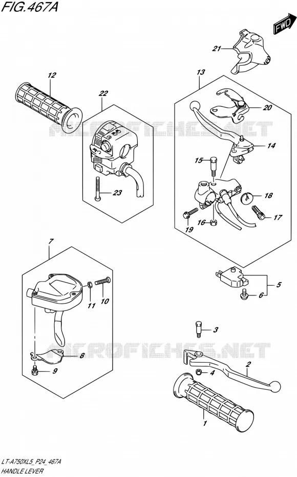 HANDGRIPS - LEVERS Suzuki QUAD 750 KINGQUAD 2015  LT-A750X L5 (P24)