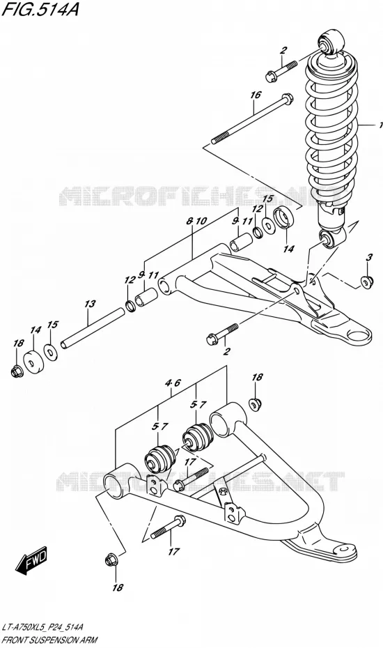VOORWIELOPHANGING ARM Suzuki QUAD 750 KINGQUAD 2015  LT-A750X L5 (P24)