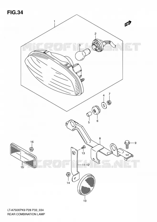 TAIL LIGHT ASSY (P28) Suzuki QUAD 750 KINGQUAD 2010  LT-A750XP L0/LT-A750XPZ L0 (P28,P33)