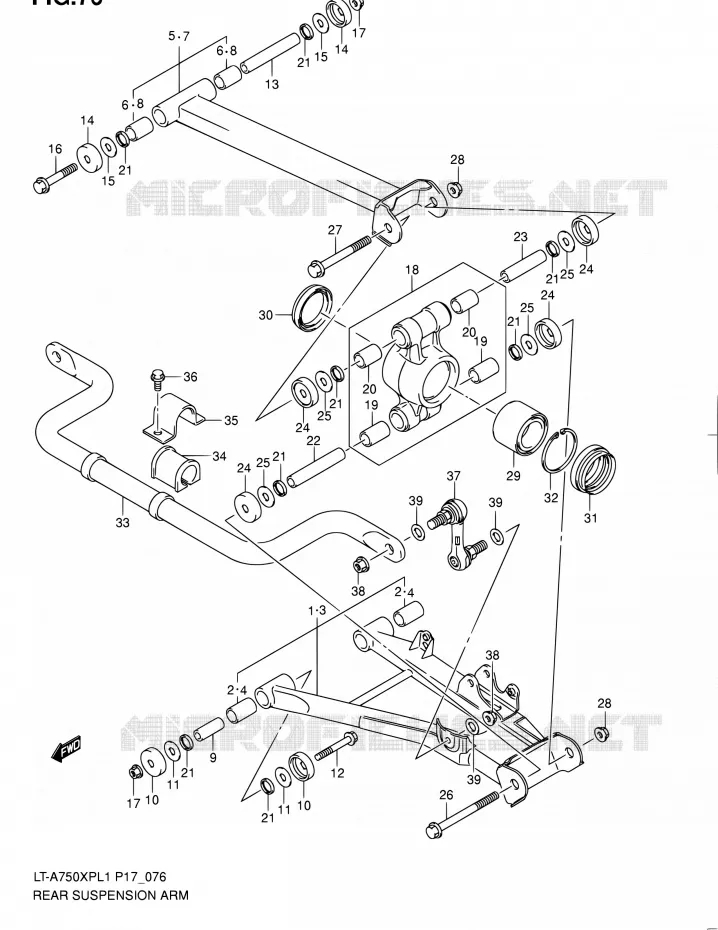 ACHTERWIELOPHANGING ARM Suzuki QUAD 750 KINGQUAD 2011  LT-A750XP L1 (P17,P24)