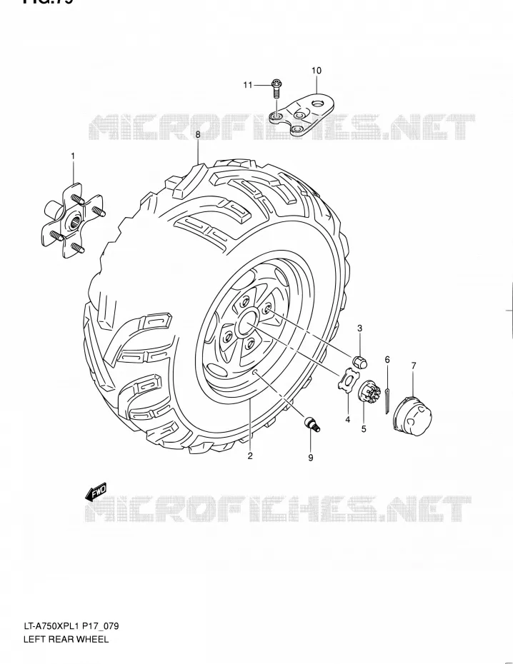 LINKERHAND ACHTERWIEL Suzuki QUAD 750 KINGQUAD 2011  LT-A750XP L1 (P17,P24)