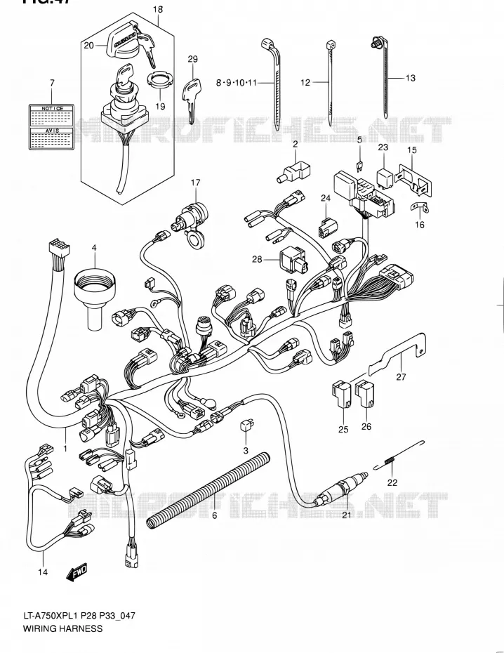 BEDRADING (LT-A750XPL1 P28) Suzuki QUAD 750 KINGQUAD 2011  LT-A750XP L1/LT-A750XPZ L1 (P02,P28,P33)
