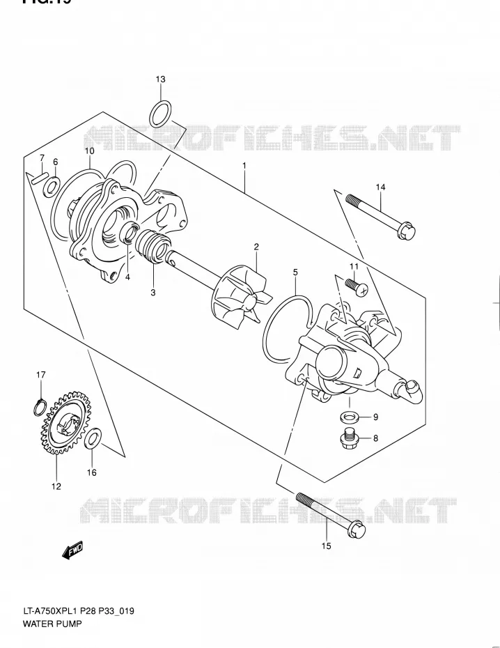 WATERPOMP Suzuki QUAD 750 KINGQUAD 2011  LT-A750XP L1/LT-A750XPZ L1 (P02,P28,P33)