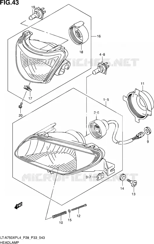 KOPLAMP (LT-A750XPZL4 P33) Suzuki QUAD 750 KINGQUAD 2014  LT-A750XP L4/LT-A750XPZ L4 (P03,P28,P33)
