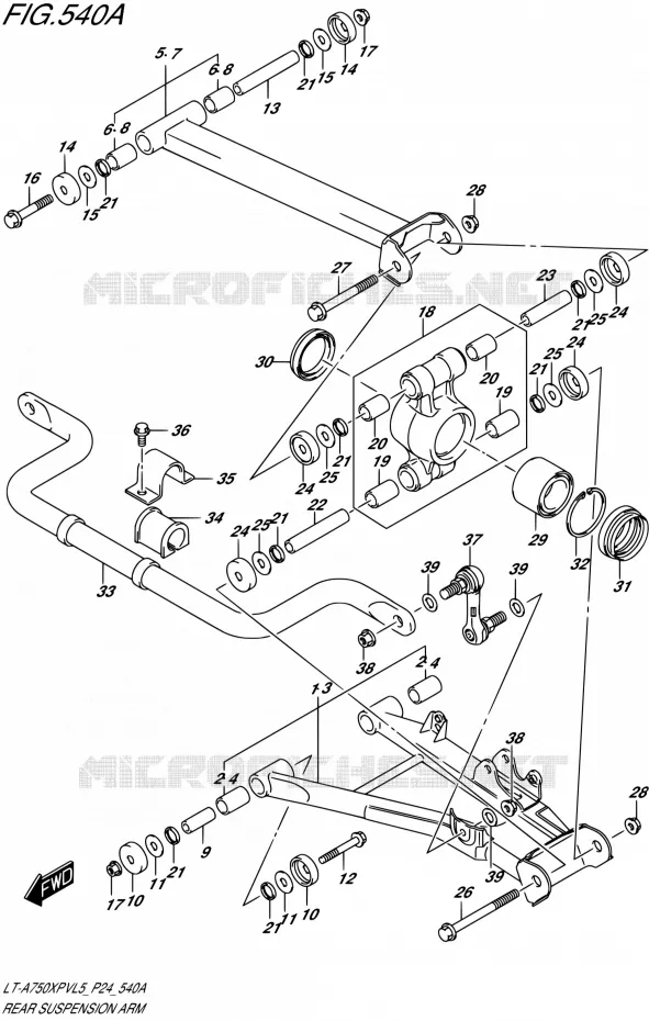 ACHTERWIELOPHANGING ARM Suzuki QUAD 750 KINGQUAD 2015  LT-A750XPV L5 (P24)