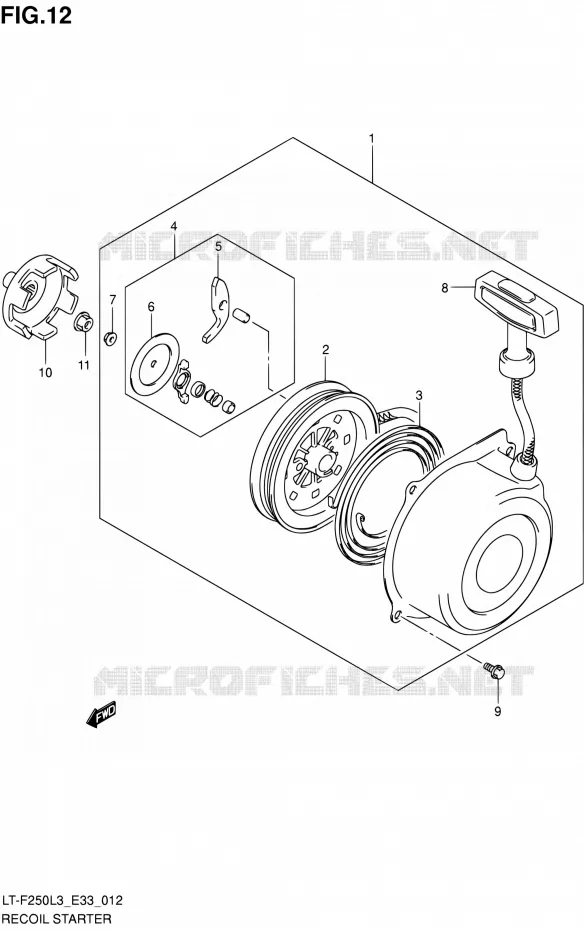 TERUGLOOPSTARTER Suzuki QUAD 250 OZARK 2013  LT-F250 L3 (E03,E28,E33)