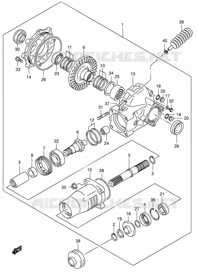 AANDRIJFAS (REAR)(MODEL K4/K5/K6/K7) Suzuki QUAD 400 EIGER 2007  LT-F400F K7 (P03,P28,P33)