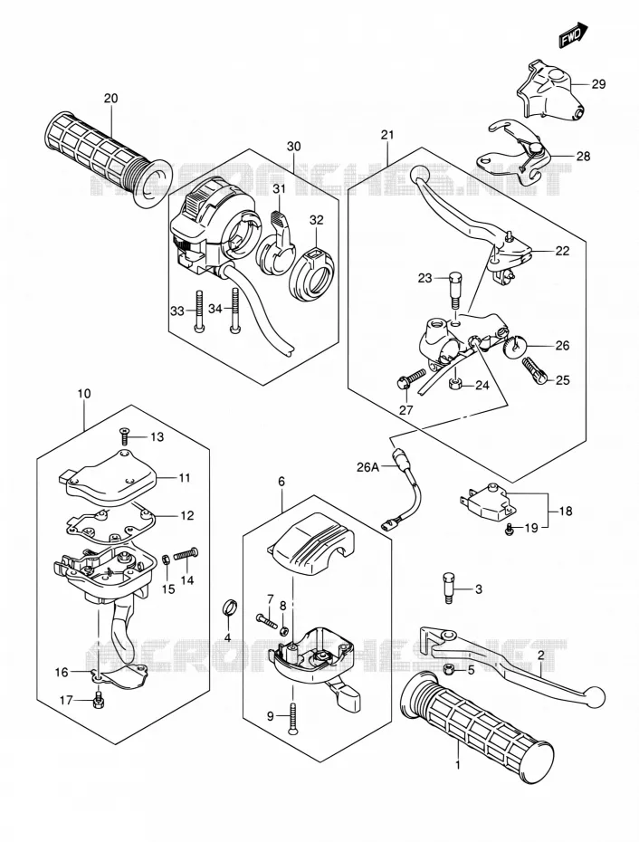 HANDGRIPS - LEVERS Suzuki QUAD 400 EIGER 2007  LT-F400F K7 (P03,P28,P33)