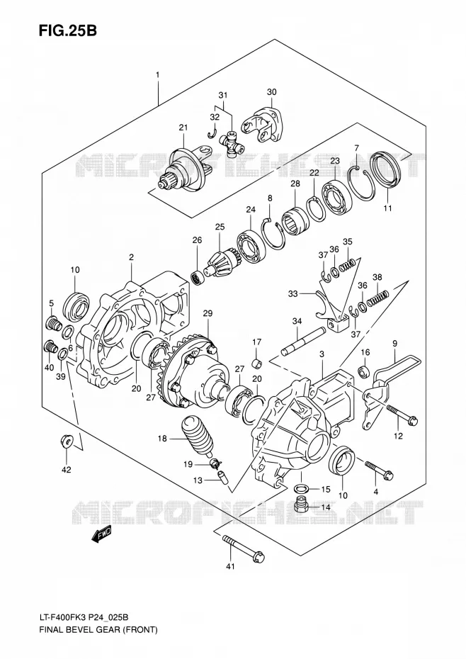 AANDRIJFAS (AVANT)(MODELE K5/K6 P17) Suzuki QUAD 400 EIGER 2007  LT-F400F K7 (P17,P24)