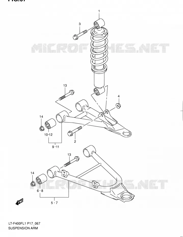 SCHOKDEMPER - VORKBEEN Suzuki QUAD 400 KINGQUAD 2011  LT-F400F L1 (P17,P24)