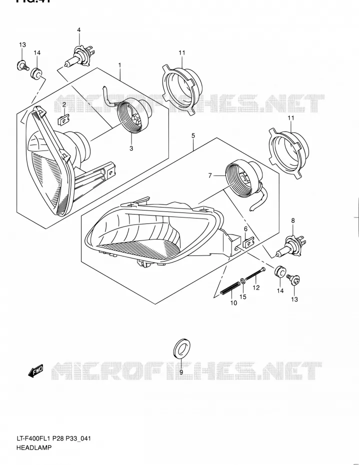 KOPLAMP (LT-F400FZL1 P33) Suzuki QUAD 400 KINGQUAD 2011  LT-F400F L1/LT-F400FZ L1 (P03,P28,P33)