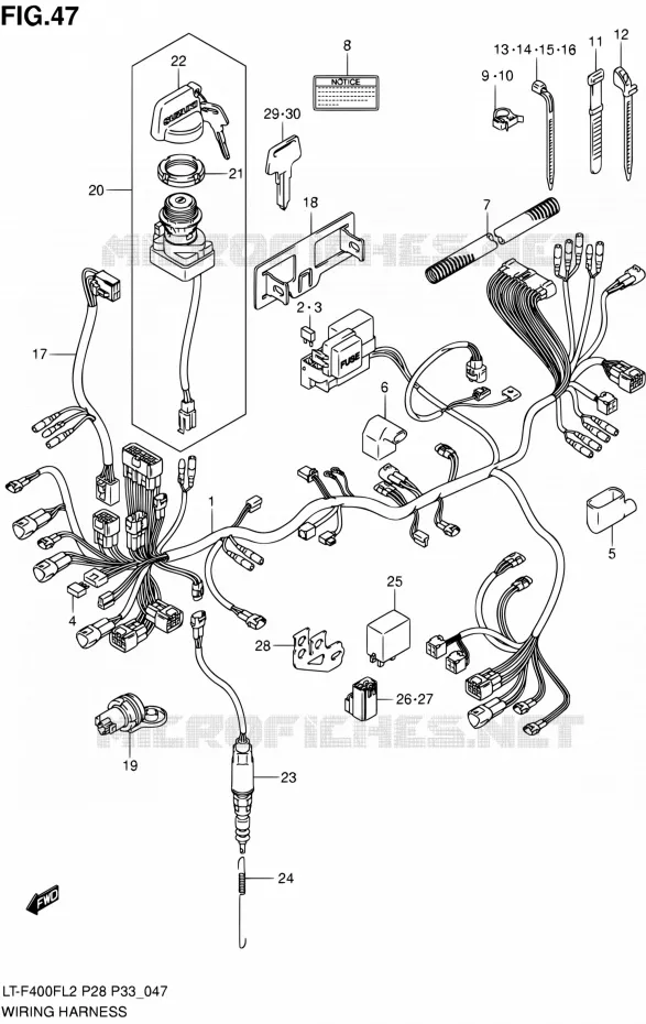 BEDRADING (LT-F400FL2 P33) Suzuki QUAD 400 KINGQUAD 2012  LT-F400F L2/LT-F400FZ L2 (P03,P28,P33)