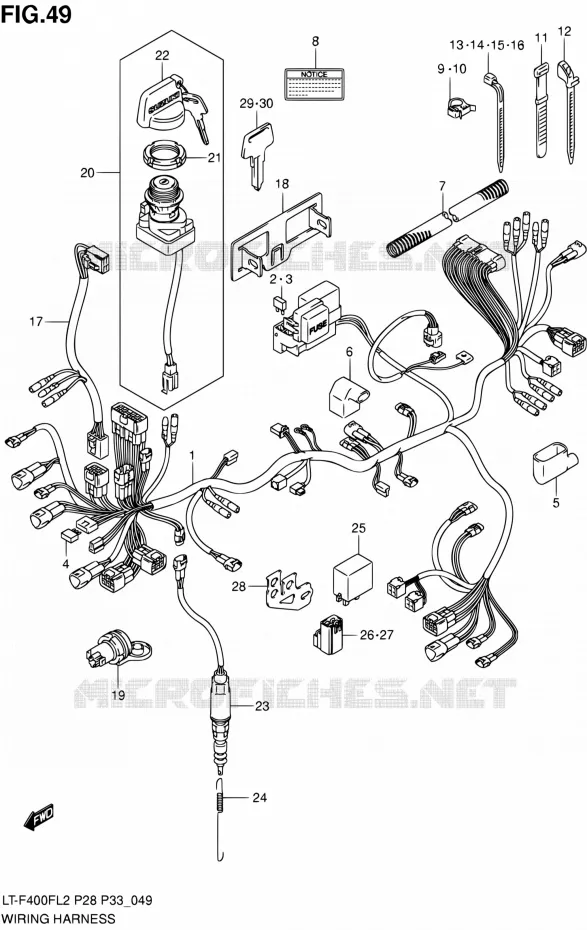 BEDRADING (LT-F400FZL2 P33) Suzuki QUAD 400 KINGQUAD 2012  LT-F400F L2/LT-F400FZ L2 (P03,P28,P33)