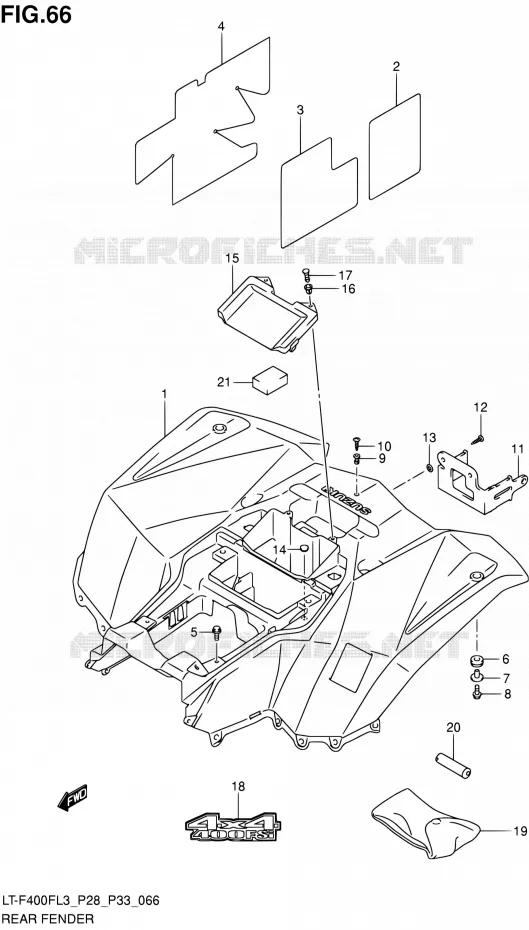 ACHTERSPATBORD (LT-F400FL3 P28) Suzuki QUAD 400 KINGQUAD 2013  LT-F400F L3/LT-F400FZ L3 (P03,P28,P33)
