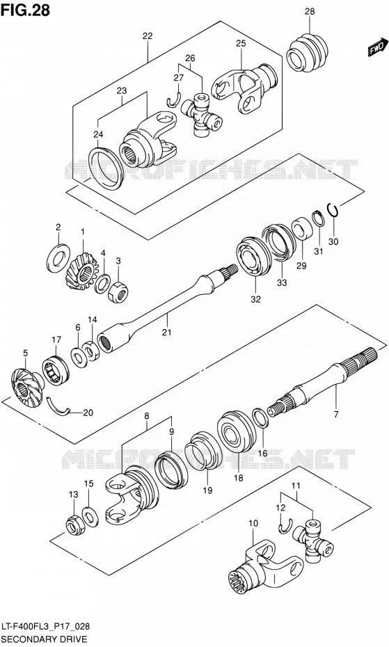 AANDRIJFAS (LT-F400FZL3 P17) Suzuki QUAD 400 KINGQUAD 2013  LT-F400F L3/LT-F400FZ L3 (P17,P24)