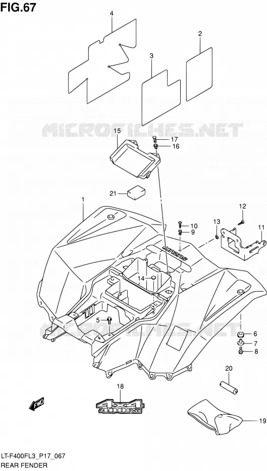 ACHTERSPATBORD (LT-F400FL3 P17) Suzuki QUAD 400 KINGQUAD 2013  LT-F400F L3/LT-F400FZ L3 (P17,P24)