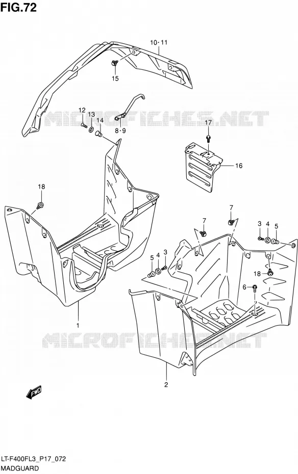SPATBORD (LT-F400FZL3 P17) Suzuki QUAD 400 KINGQUAD 2013  LT-F400F L3/LT-F400FZ L3 (P17,P24)