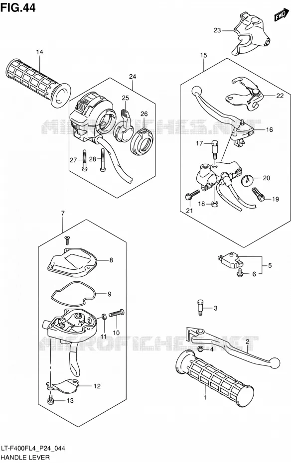 HANDGRIPS - LEVERS Suzuki QUAD 400 KINGQUAD 2014  LT-F400F L4 (P24)