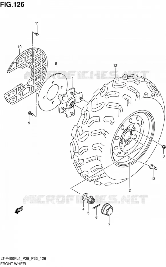 VOORWIEL (LT-F400FZL4 P33) Suzuki QUAD 400 KINGQUAD 2014  LT-F400F L4/LT-F400FZ L4 (P03,P28,P33)