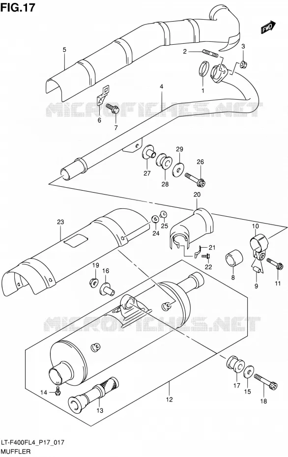 GELUIDDEMPER (LT-F400FZL4 P17) Suzuki QUAD 400 KINGQUAD 2014  LT-F400F L4/LT-F400FZ L4 (P17)