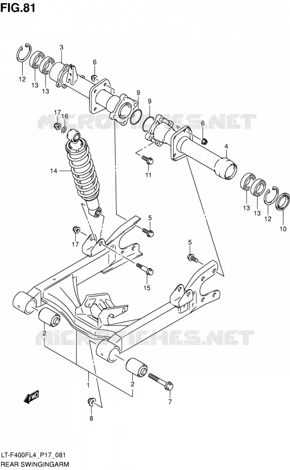 SWINGARM (LT-F400FL4 P17) Suzuki QUAD 400 KINGQUAD 2014  LT-F400F L4/LT-F400FZ L4 (P17)