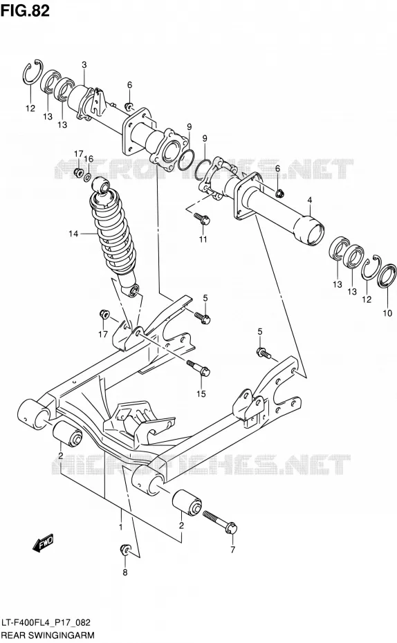 SWINGARM (LT-F400FZL4 P17) Suzuki QUAD 400 KINGQUAD 2014  LT-F400F L4/LT-F400FZ L4 (P17)