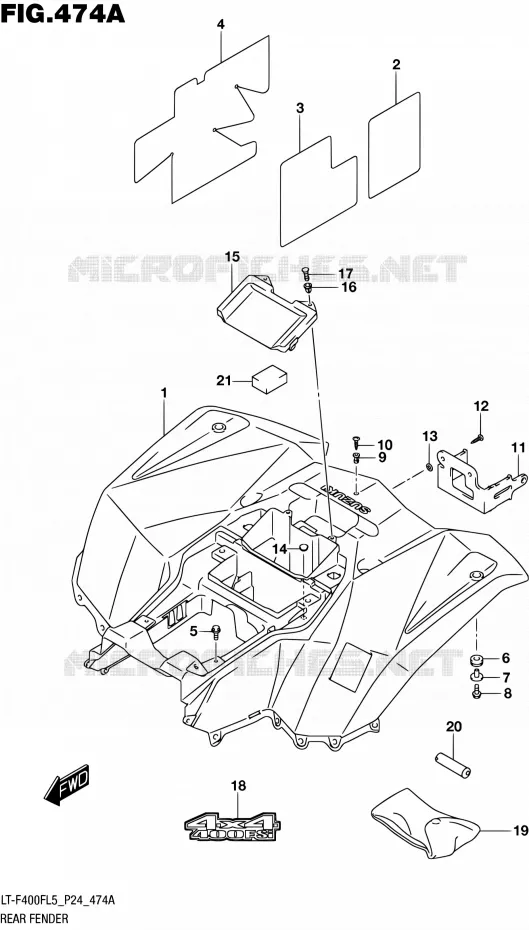 ACHTERSPATBORD Suzuki QUAD 400 KINGQUAD 2015  LT-F400F L5 (P24)