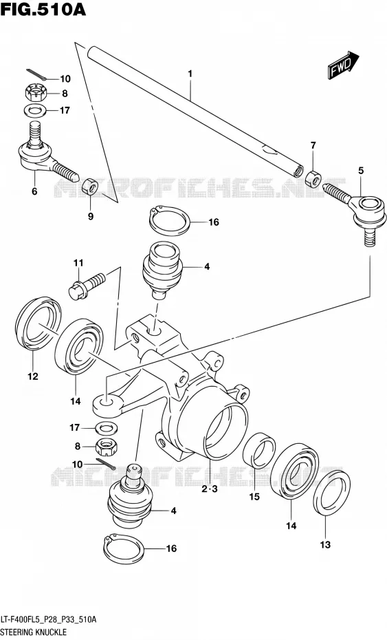 STUURINRICHTINGS - HUB (LT-F400FL5 P28) Suzuki QUAD 400 KINGQUAD 2015  LT-F400F L5/LT-F400FZ L5 (P03,P28,P33)