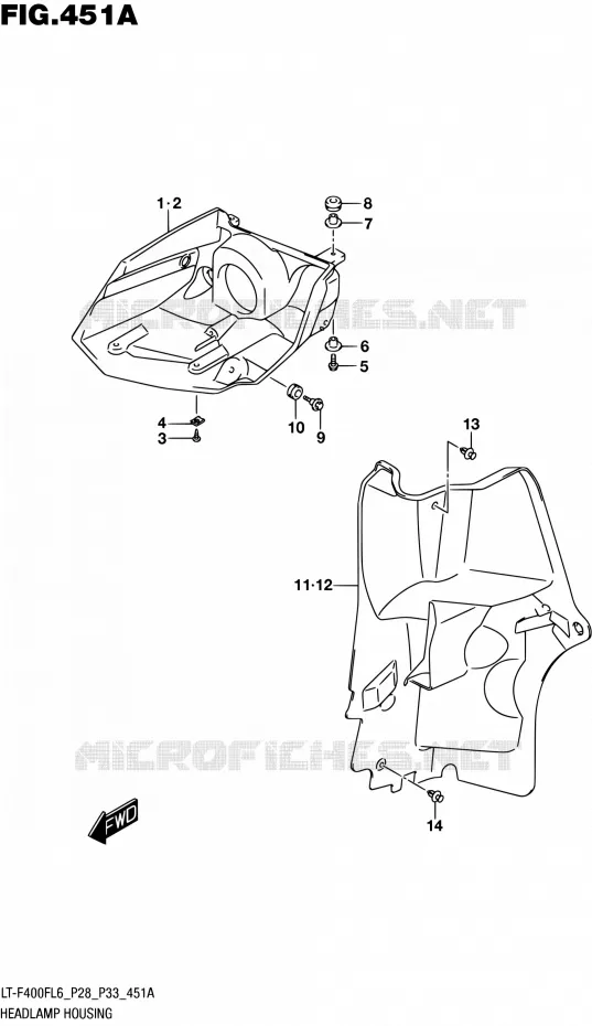 HEADLIGHT BOWL Suzuki QUAD 400 KINGQUAD 2016  LT-F400F L6 (P03,P28,P33)
