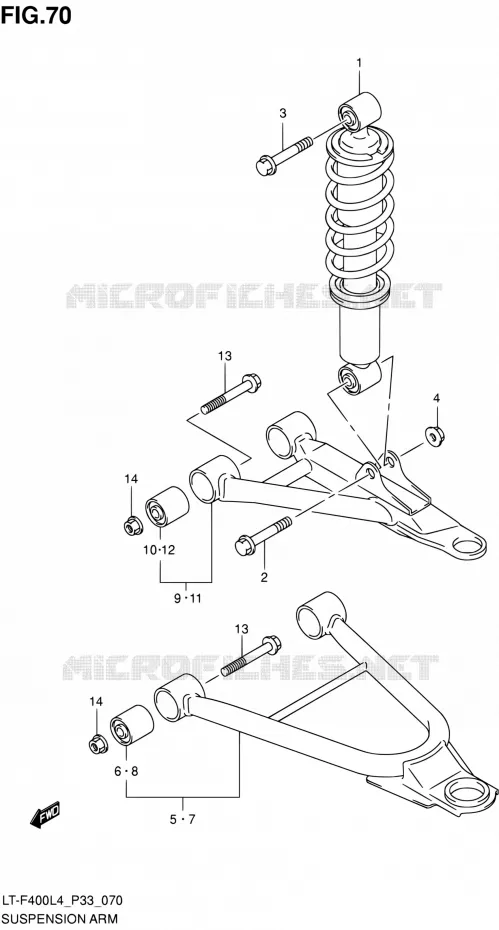 SCHOKDEMPER - VORKBEEN (LT-F400ZL4 P33) Suzuki QUAD 400 KINGQUAD 2014  LT-F400 L4/LT-F400Z L4 (P03,P28,P33)