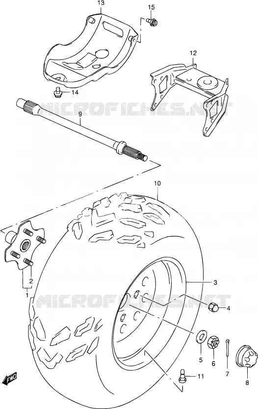 LINKERHAND ACHTERWIEL (MODELE Y) Suzuki QUAD 500 QUADMASTER 2000  LT-F500F Y (E03,E28,E33)
