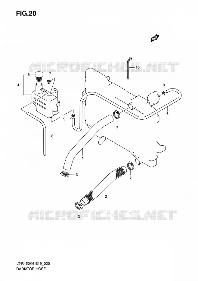 RADIATOR SLANG Suzuki QUAD 450 QUADRACER 2010  LT-R450 L0/LT-R450Z L0 (E19)