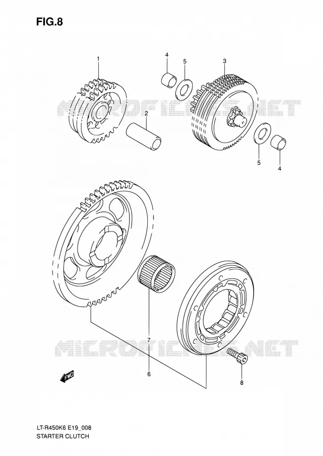 STARTMOTOR CLUTCH Suzuki QUAD 450 QUADRACER 2010  LT-R450 L0/LT-R450Z L0 (E19)