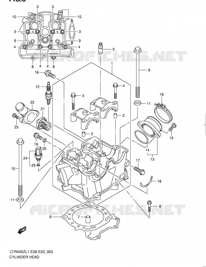 CILINDERKOP Suzuki QUAD 450 QUADRACER 2011  LT-R450 L1/LT-R450Z L1 (E03,E28,E33)