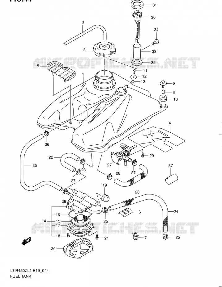 BENZINETANK (LT-R450ZL1 E19) Suzuki QUAD 450 QUADRACER 2011  LT-R450 L1/LT-R450Z L1 (E19)