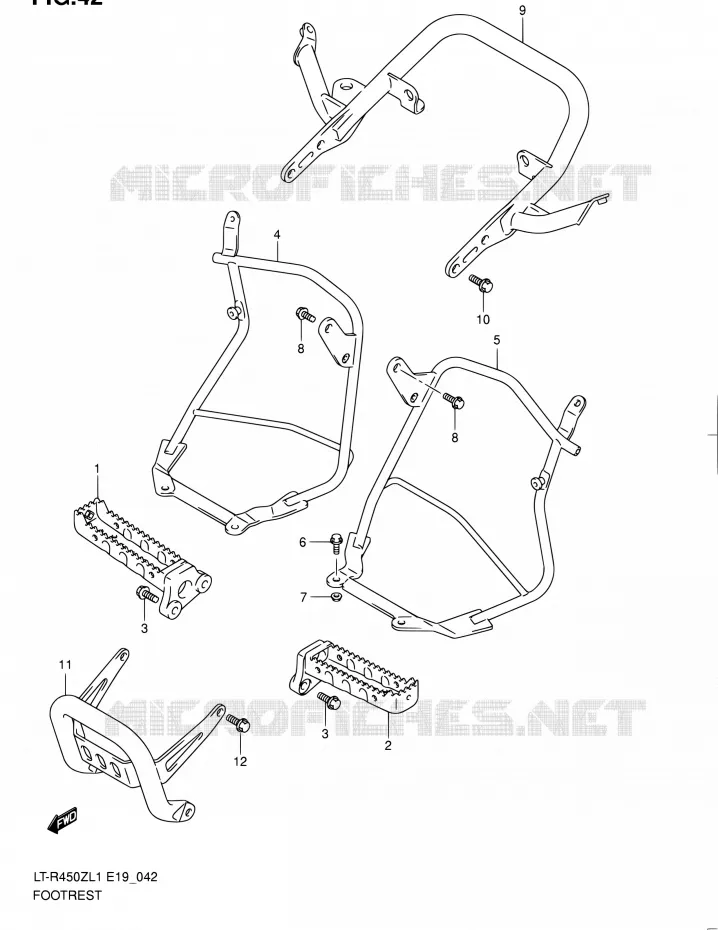 FOOTREST (LT-R450ZL1 E19) Suzuki QUAD 450 QUADRACER 2011  LT-R450 L1/LT-R450Z L1 (E19)