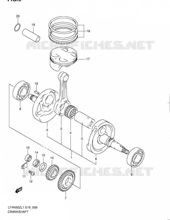KRUKAS (LT-R450L1 E19) Suzuki QUAD 450 QUADRACER 2011  LT-R450 L1/LT-R450Z L1 (E19)