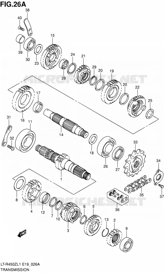 TRANSMISSION (FROM JSAAL43A B2100183) Suzuki QUAD 450 QUADRACER 2011  LT-R450 L1/LT-R450Z L1 (E19)
