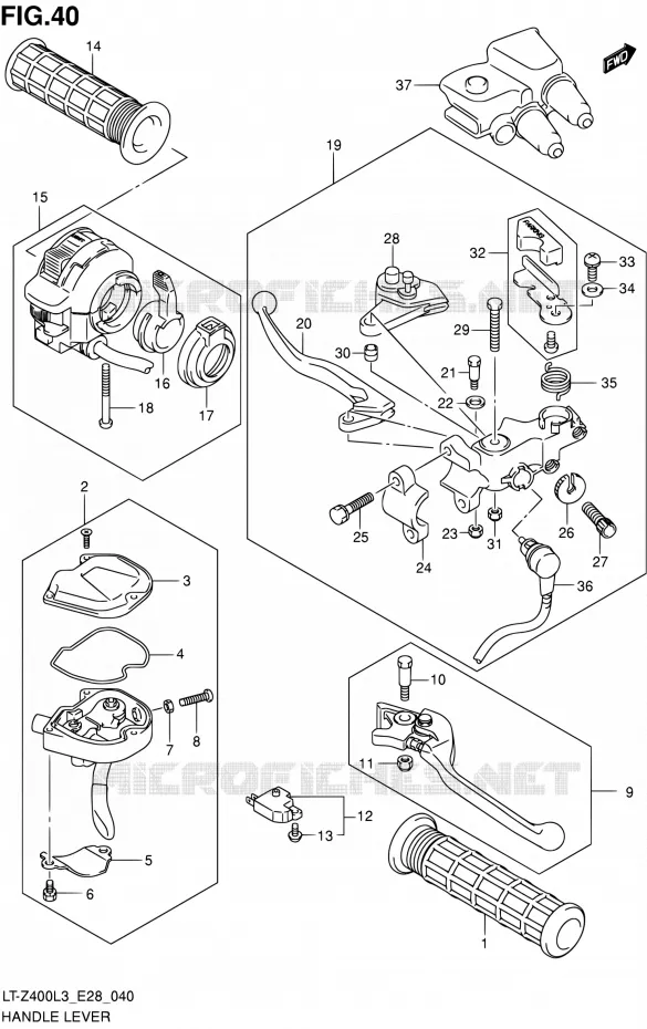 HANDGRIPS - LEVERS Suzuki QUAD 400 QUADSPORT 2013  LT-Z400 L3 (E28)