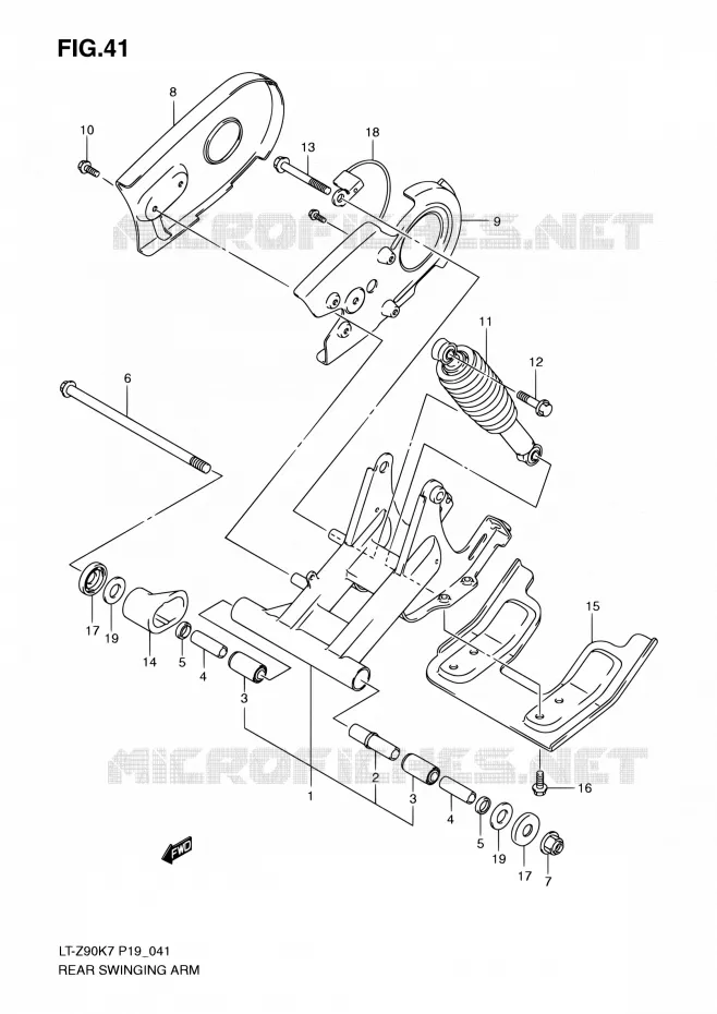 SWINGARM Suzuki QUAD 90 QUADSPORT 2011  LT-Z90 L0/LT-Z90Z L0 (P19)