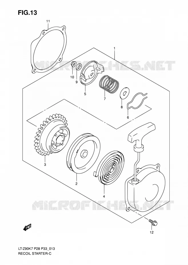TERUGLOOPSTARTER Suzuki QUAD 90 QUADSPORT 2010  LT-Z90 L0/LT-Z90Z L0 (P28,P33)