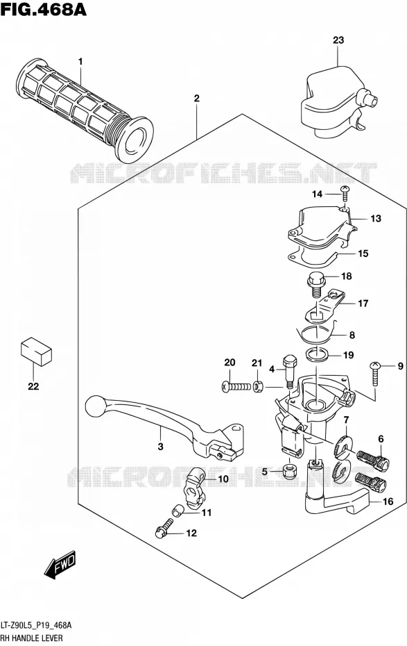 RECHTS HANDGRIPS - LEVERS Suzuki QUAD 90 QUADSPORT 2015  LT-Z90 L5 (P19)