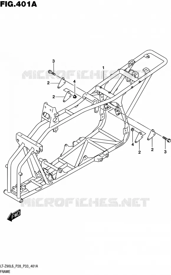 FRAME Suzuki QUAD 90 QUADSPORT 2016  LT-Z90 L6 (P03,P28,P33)