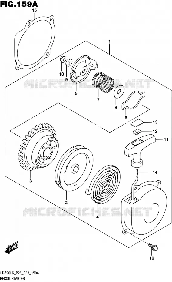 TERUGLOOPSTARTER Suzuki QUAD 90 QUADSPORT 2016  LT-Z90 L6 (P03,P28,P33)