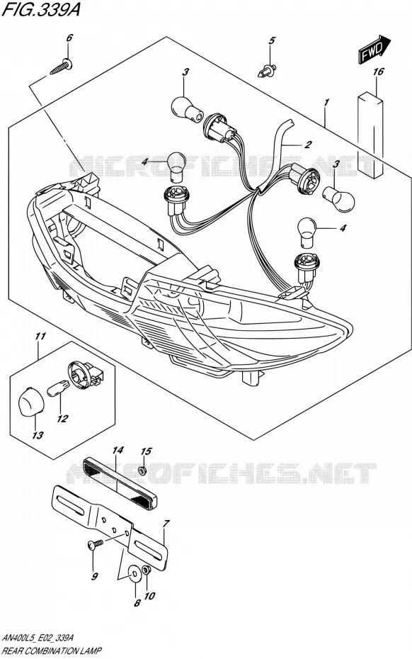 TAIL LIGHT ASSY Suzuki SCOOTER 400 BURGMAN 2015  AN400A L5 (E19)