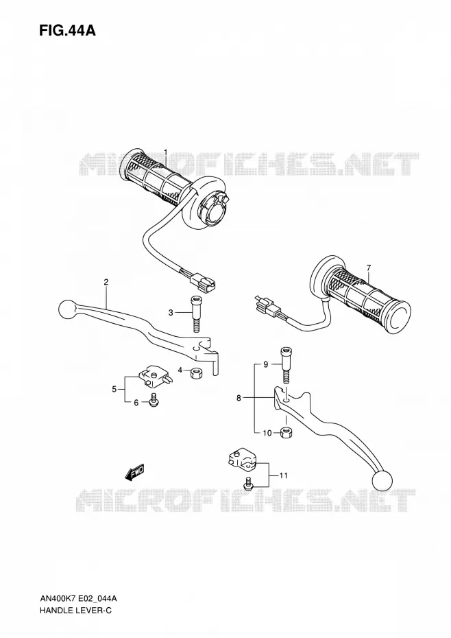 HANDGRIPS - LEVERS (AN400Z/ZA) Suzuki SCOOTER 400 BURGMAN 2010  AN400 L0 (E02,E19,E51)