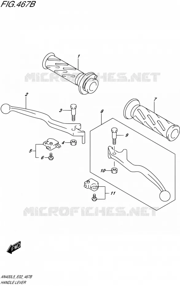 HANDGRIPS - LEVERS (AN400AL5 E02) Suzuki SCOOTER 400 BURGMAN 2015  AN400 L5 (E19)