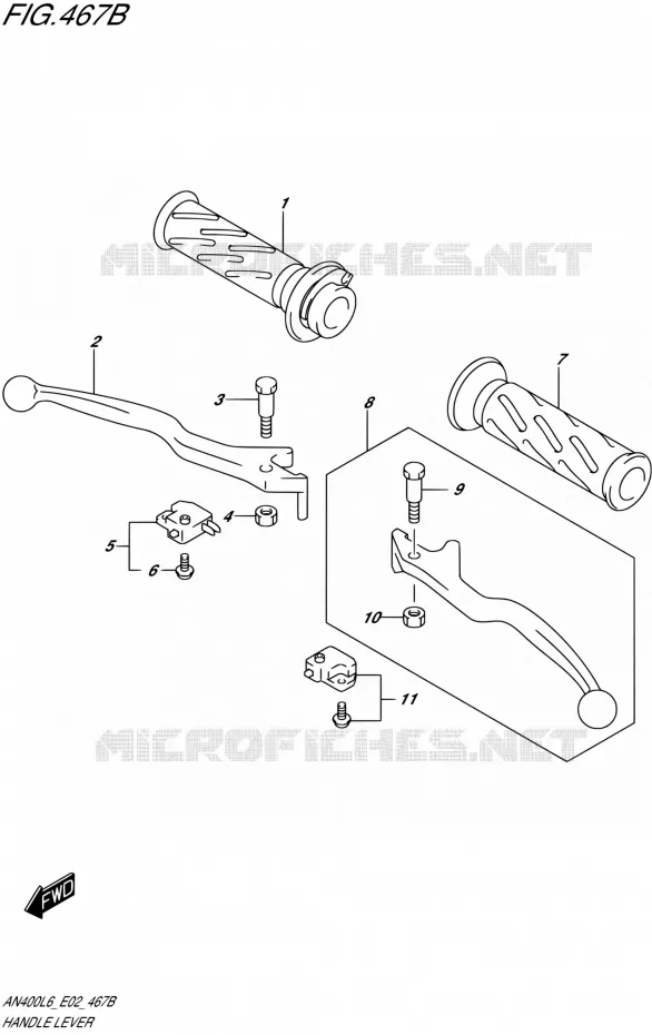 HANDGRIPS - LEVERS (AN400AL6 E02) Suzuki SCOOTER 400 BURGMAN 2016  AN400 L6 (E19)