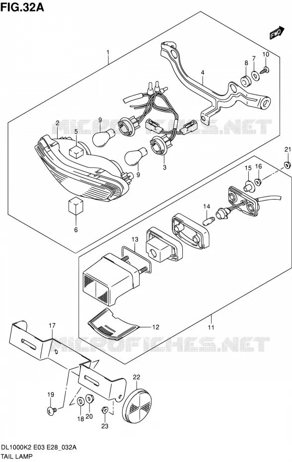 ACHTERLICHT (MODELE K4/K5/K6) Suzuki MOTO 1000 V-STROM 2003  DL1000 K3 (E03,E28,E33)